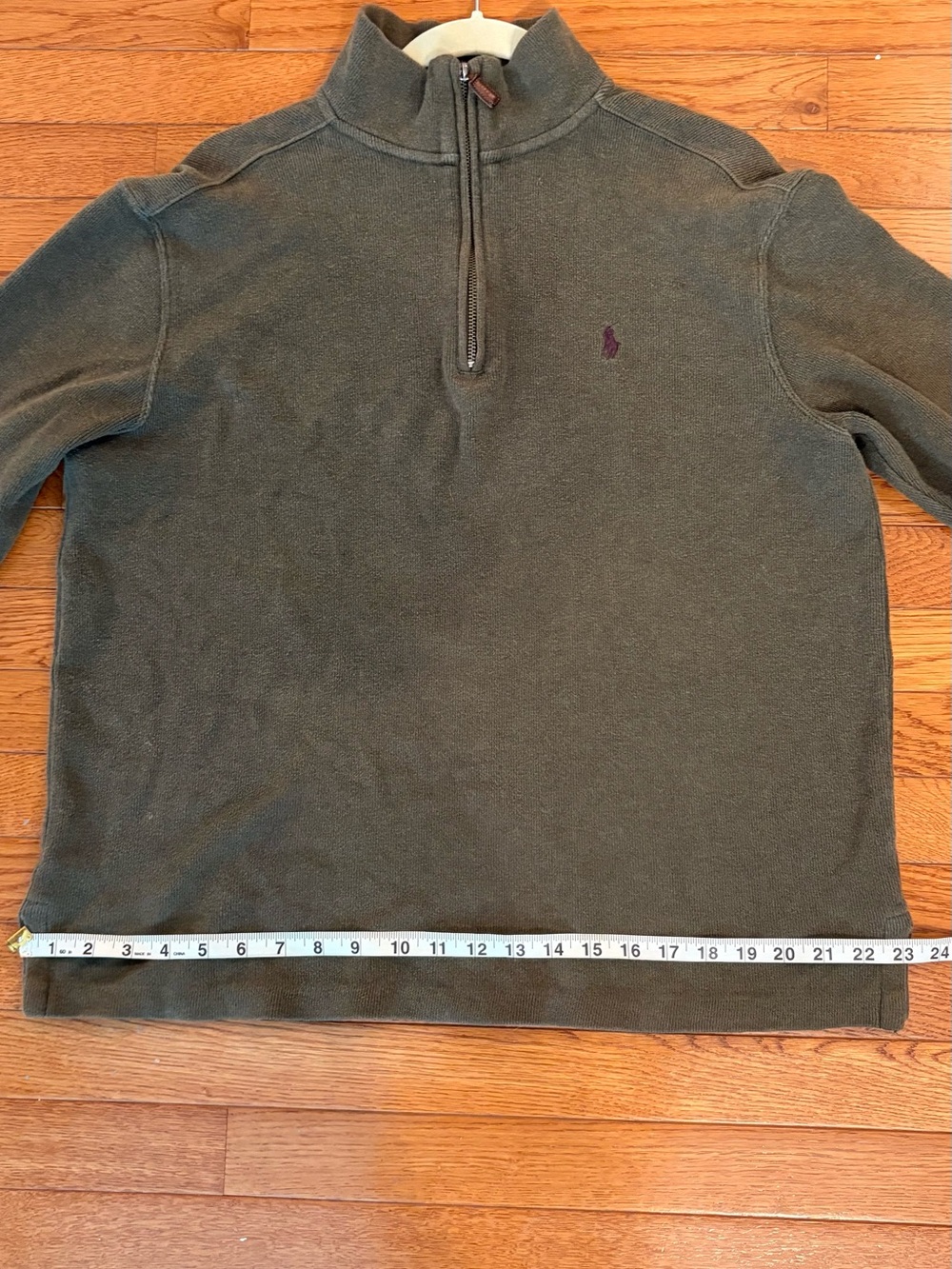 Polo Ralph Lauren Men’s Medium Olive Green Half-Zip Sweater 100% Cotton - Picture 7 of 8